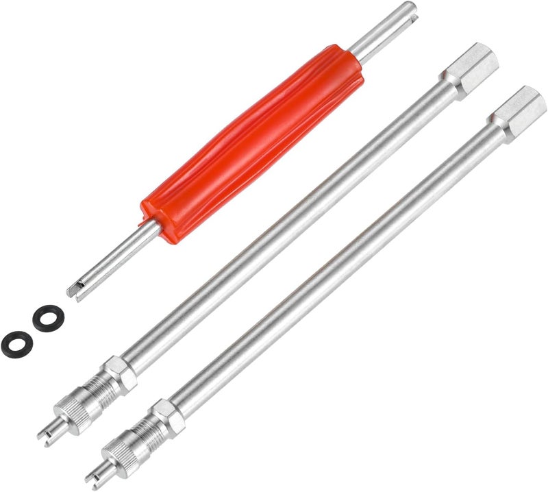 Aupoko 6Inch Valve Stem Extension, Dually Valve Stem Extenders Include Valve Core Removal Tool, 150mm Straight Metal Dual Wheel Valve Stem Extensions for Truck Tire, Dual Wheel Valve Stem Extensions - Image 1